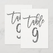Numéro de table 9 à paillettes argentées écriture (Devant / Derrière)