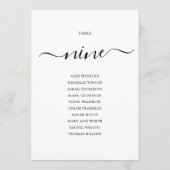 Numéro de table 9 élégant écriture noire Plan de t (Dos)