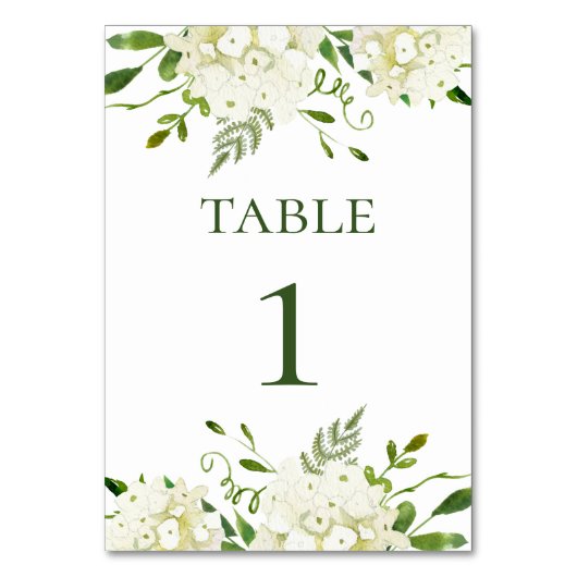 Numéro de table à aquarelle florale d'hortensia bl (Par défaut)