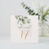 Numéro de table à branche d'olive rustique aquarel (Debout devant)
