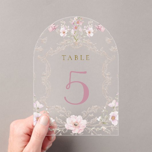 numéro de table à cadre floral aquarelle (In situ (ordinateur de poche))