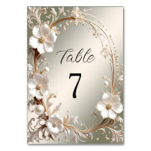 Numéro de table à cadre floral blanc orné