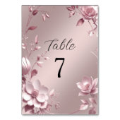 Numéro de table à cadre floral rose délicat (Dos)