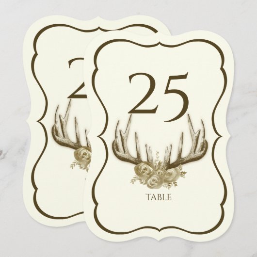 Numéro de table à coquille en bois de cerf (Devant / Derrière)