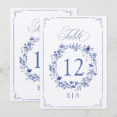 Numéro de table à couronne florale de calligraphie (Devant / Derrière)