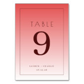 Numéro de table à dégradé rose élégant (Dos)