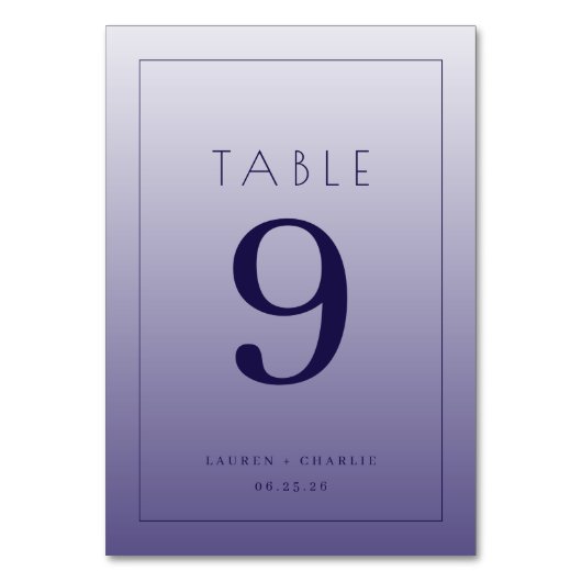 Numéro de table à dégradé violet élégant (Par défaut)