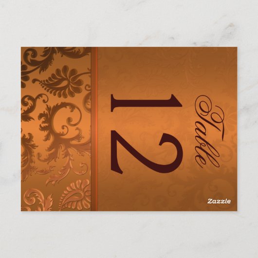 Numéro de table à deux côtés Brown et Damas en cui (Dos)