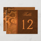 Numéro de table à deux côtés Brown et Damas en cui (Devant / Derrière)