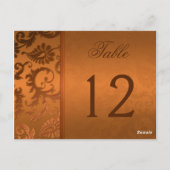 Numéro de table à deux côtés Brown et Damas en cui (Dos)