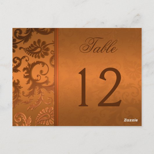 Numéro de table à deux côtés Brown et Damas en cui (Dos)