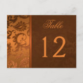 Numéro de table à deux côtés Brown et Damas en cui (Devant)