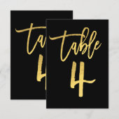 Numéro de table à écriture moderne en feuille d'or (Devant / Derrière)