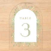 numéro de table à feuillage aquarelle verte (Recto)