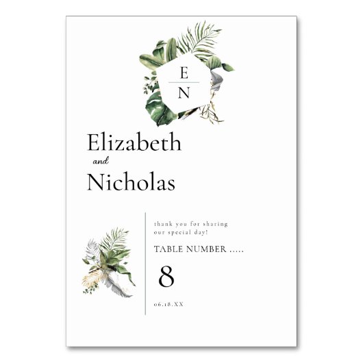 Numéro de table à feuillage de palmier tropical (Par défaut)