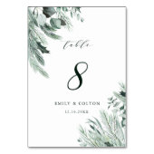 Numéro De Table À feuillage persistant Elegant Mariage aquarelle (Dos)