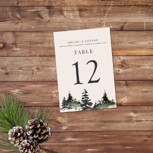 Numéro De Table À feuillage persistant Mist Rocheuse Russe Hiver B