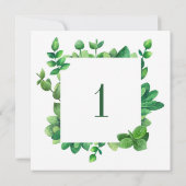 Numéro de table à feuillage vert. Mariage de verdu (Dos)