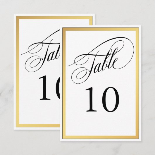 Numéro de table à fioritures de script élégant (Devant / Derrière)