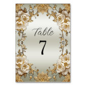 Numéro de table à fleurs blanches ornées dorées (Dos)