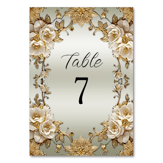 Numéro de table à fleurs blanches ornées dorées (Par défaut)