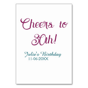 Numéro De Table À la 30e anniversaire nom date mauve bleu élégant