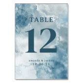 Numéro de table à l'aquarelle bleue élégante (Dos)
