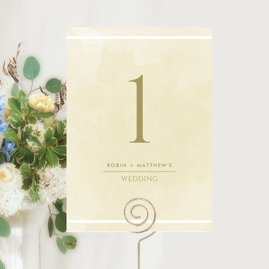 Numéro de table à l'aquarelle Crème de Champagne é
