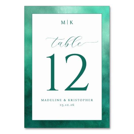Numéro de table à l'aquarelle sarcelle élégante (Par défaut)