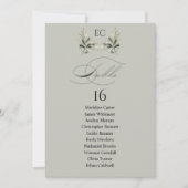 Numéro de table à monogramme de branche d'olive ve (Devant)