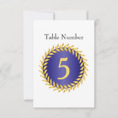 Numéro de table à monogramme Élégance Bleu Royal (Devant)