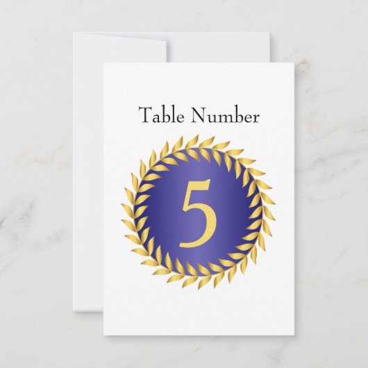 Numéro de table à monogramme Élégance Bleu Royal (Dos)