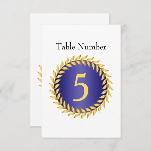 Numéro de table à monogramme Élégance Bleu Royal (Devant / Derrière)
