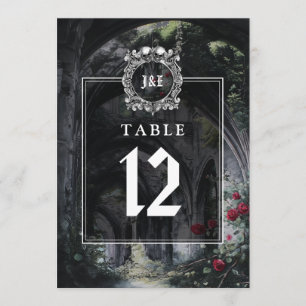 Numéro de table à monogramme floral de ruines goth