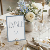 Numéro de table à monogramme gris bleu serif éléga