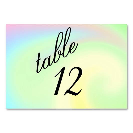 Numéro de table à motif arc-en-ciel pastel (Devant)