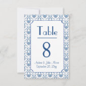 Numéro de table à motif de Chinoiserie Delft Bleu (Dos)