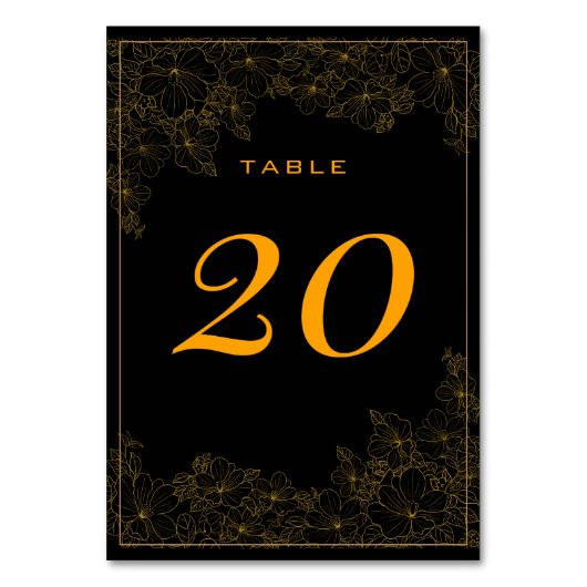 Numéro de table à motif doré subtil et noir élégan (Par défaut)