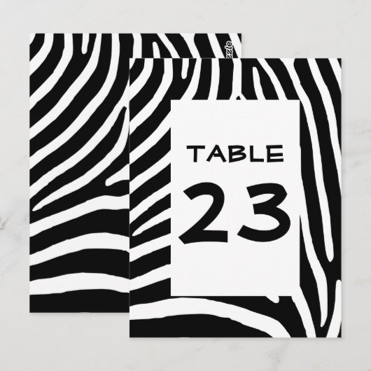 Numéro de table à motif zèbre (Devant / Derrière)