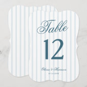 Numéro de table à rayures bleues de l'argent ancie (Devant / Derrière)