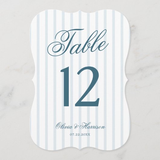 Numéro de table à rayures bleues de l'argent ancie (Devant)
