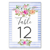 Numéro de table à rayures bleues marine et aquarel (Dos)