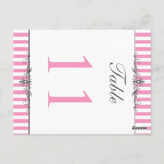 Numéro de table à rayures deux faces rose et blanc (Dos)