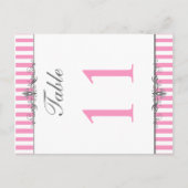 Numéro de table à rayures deux faces rose et blanc (Devant)