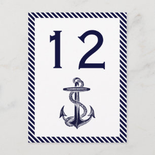 Numéro de table à rayures diagonales Navy Ancre Na