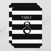 Numéro de table à rayures noir et blanc moderne (Devant / Derrière)