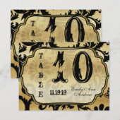 Numéro de table à tourbillons en damas or et noir (Devant / Derrière)