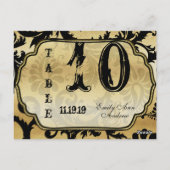 Numéro de table à tourbillons en damas or et noir (Dos)