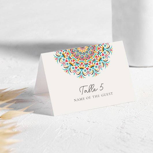 Numéro De Table Abstract Floral Mandala Wedding Place Card