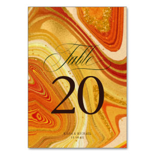 Numéro De Table Abstrait Agate Mariage V2 Hot Orange ID827
